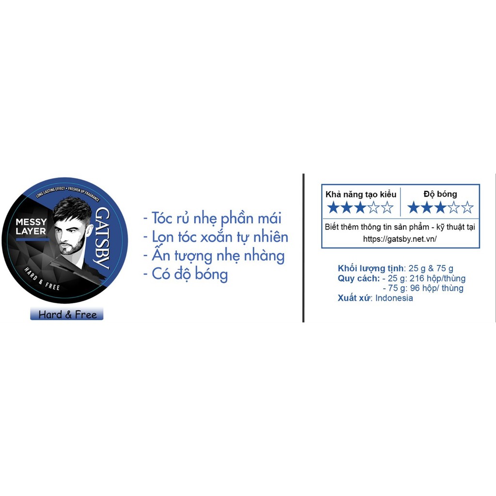 HARD & FREE - SÁP WAX VUỐT TÓC GATSBY NHẬT BẢN