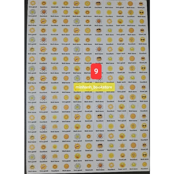 Set 15 tấm sticker lời khen Tiếng Anh