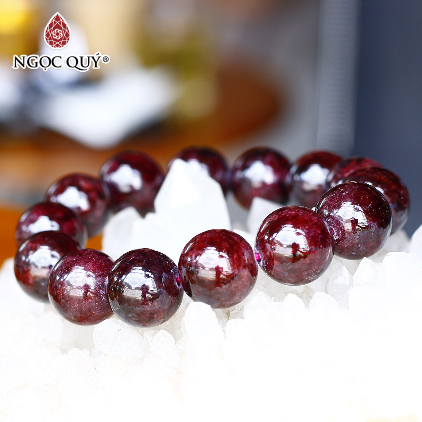 [HCM]Vòng tay garnet size hạt 14mm mệnh hỏa thổ - Ngọc Quý Gemstones