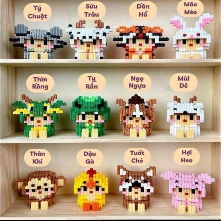 Mô hình lắp ráp lego mini 3d 12 con giáp
