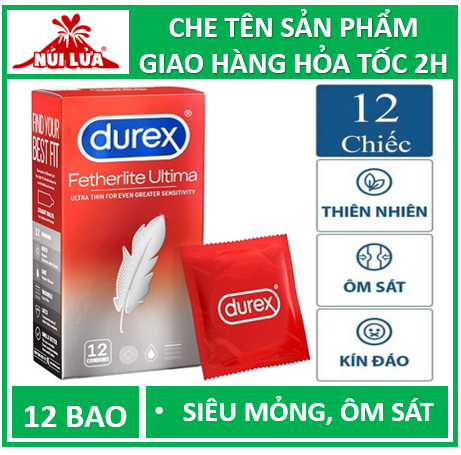 [HCM]Bao Cao Su SIÊU MỎNG Durex Fetherlite Ultima Hộp 12 Cái