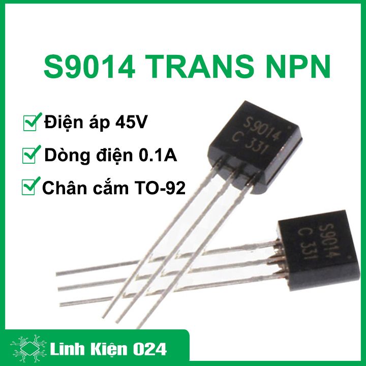 Transistor s9014, linh kiện điện tử s9014 to-92 trans npn điện áp 45v 0.1a