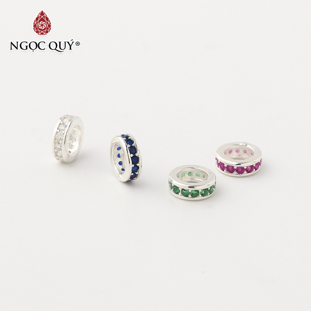 Charm bạc chặn hạt đính đá - Ngọc Quý