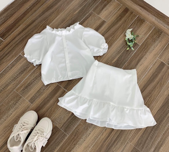 Set Áo kiểu croptop kèm chân váy đuôi cá Ulzzang