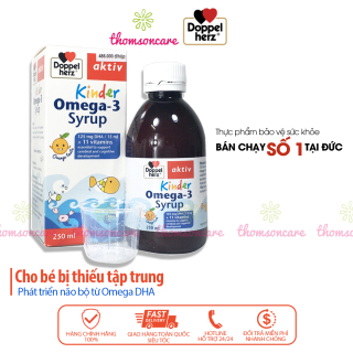 Bổ sung Omega DHA cho bé Kinder Omega 3 syrup từ dầu cá và vitamin - nhập khẩu Doppel Herz Aktiv Đức, thumbnail