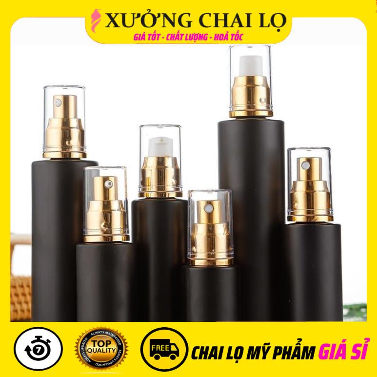Chai lọ chiết mĩ phẩm ❤ giá rẻ nhất ❤ chai lọ thủy tinh xịt giọt 20ml,30ml,50ml đen nhám chiết mĩ phẩm, serum