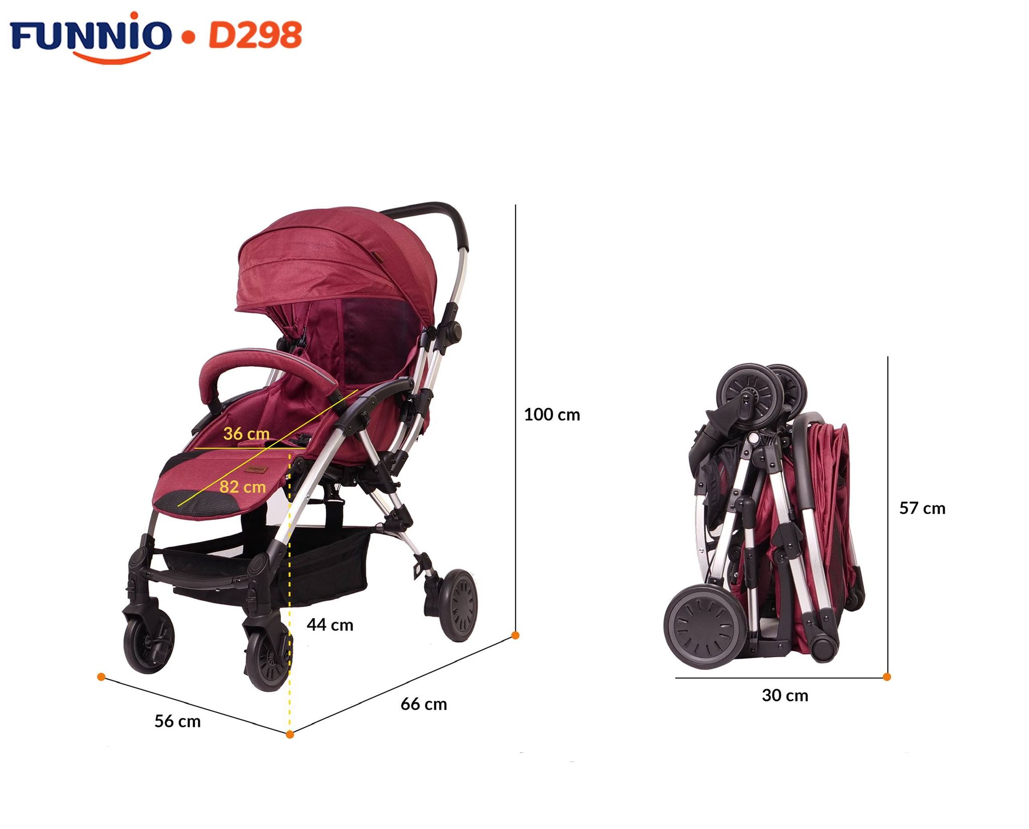 Xe Đẩy FUNNIO D298 khung bạc