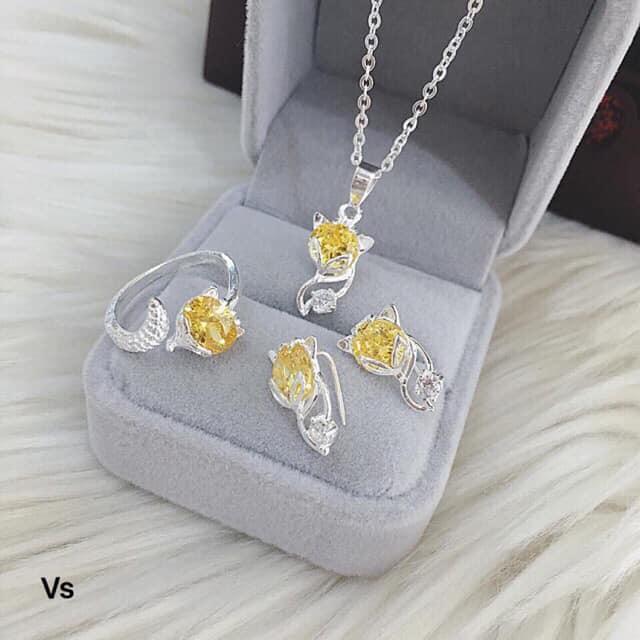 Bộ trang sức bạc hồ ly nhiều màu