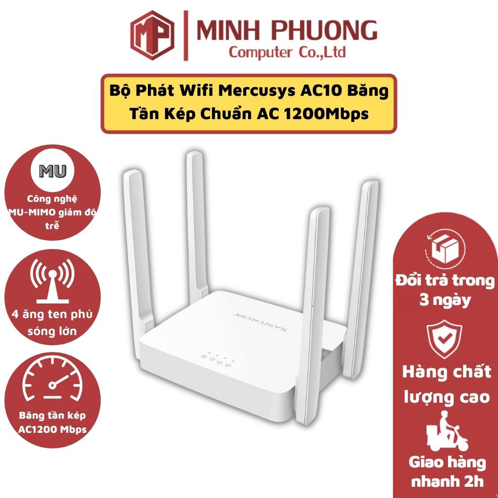 Bộ phát Wifi AC1200 Băng Tần Kép Mercusys AC10 - Hàng chính hãng