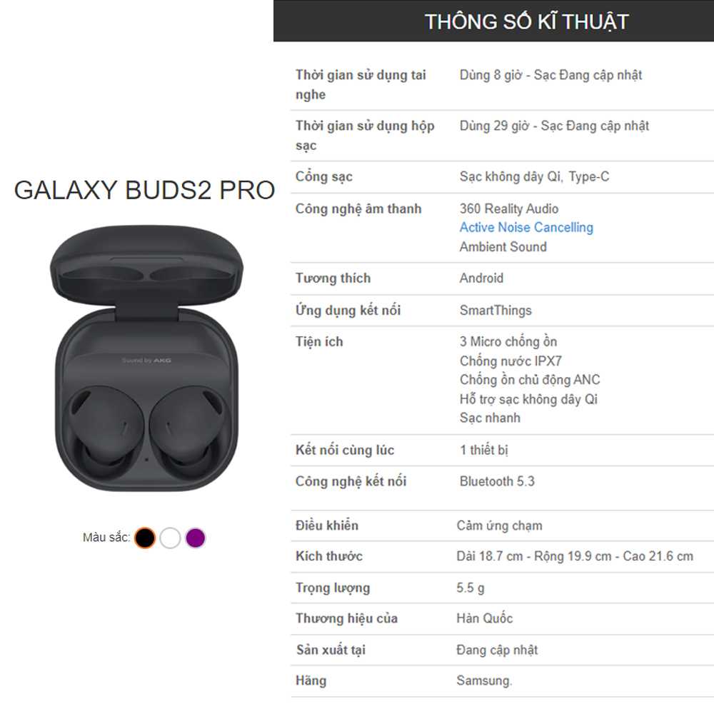 [Galaxy Buds 2 Pro] Tai nghe Samsung Galaxy Buds 2 Pro  - Hàng chính hãng
