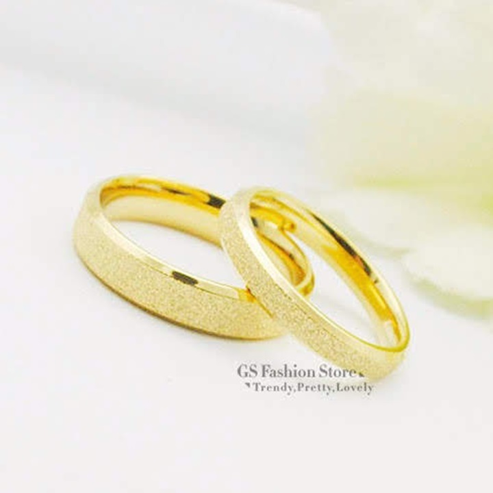 Nhẫn cặp tình nhân titan phủ cát vàng nano giá 1 chiếc NC160 nhẫn nam nữ nhẫn đôi vàng titan