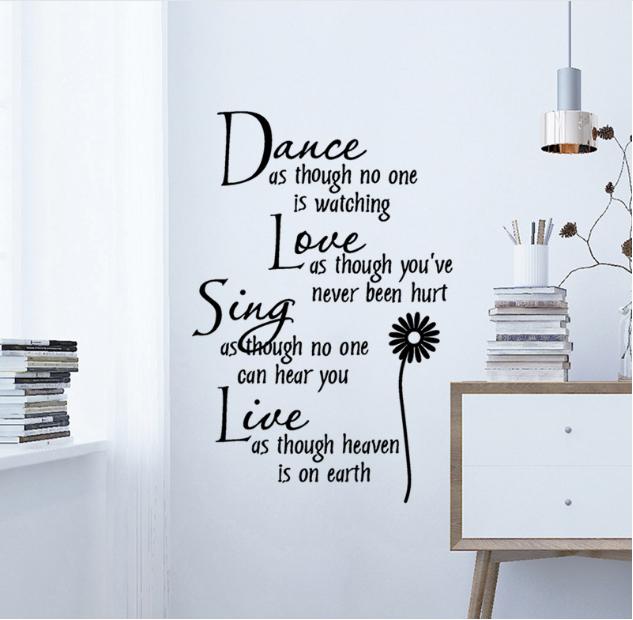 [HCM]Decal trang trí tường - Chữ Tiếng Anh Dance đen