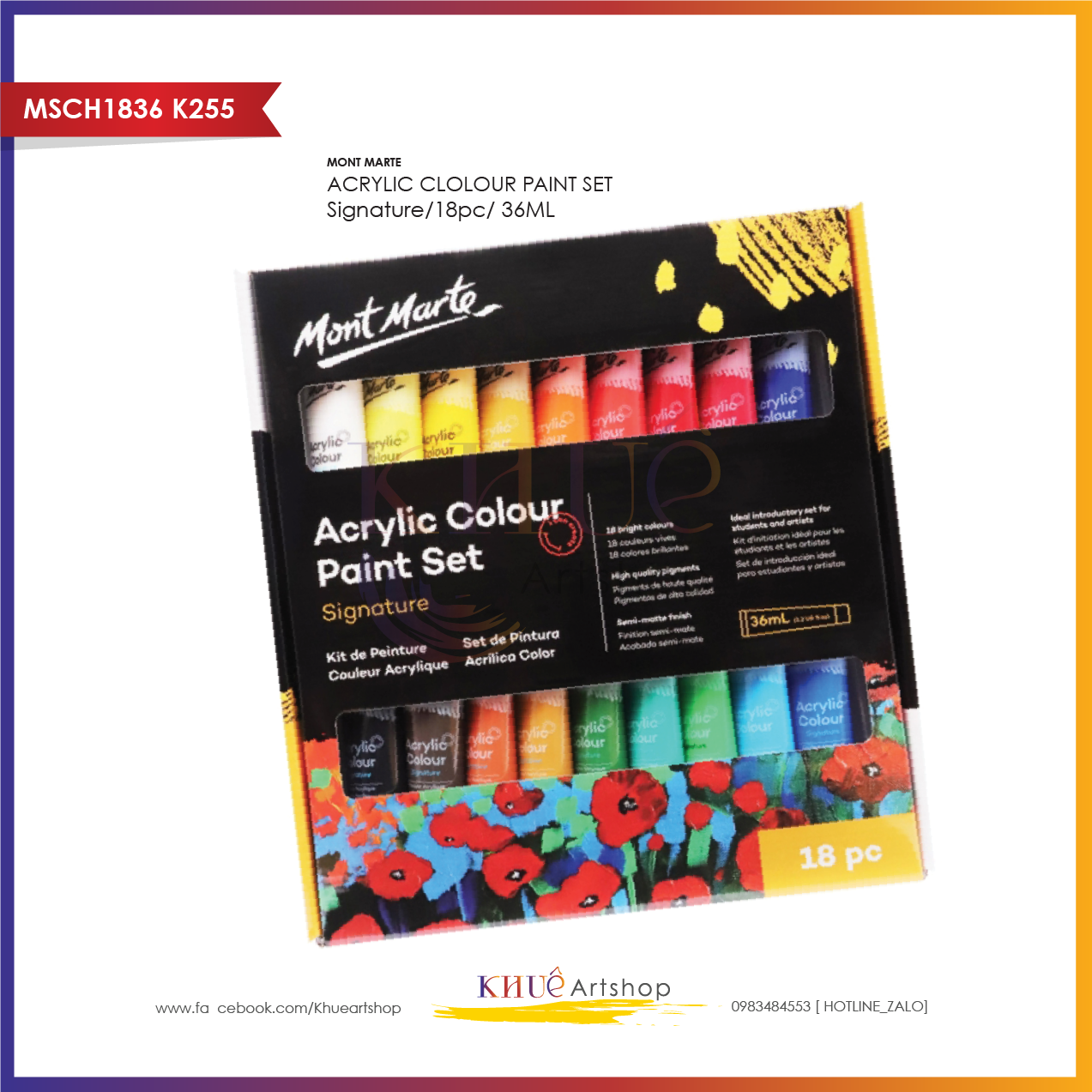 Acrylic paint set 18pc,36ml  Mont Marte