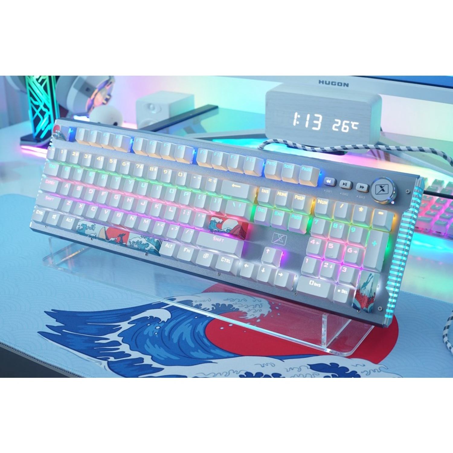 BÀN PHÍM CƠ GAMING HJK K968 LED RAINBOW NÚM VẶN KEYCAP ĐỘC ĐÁO