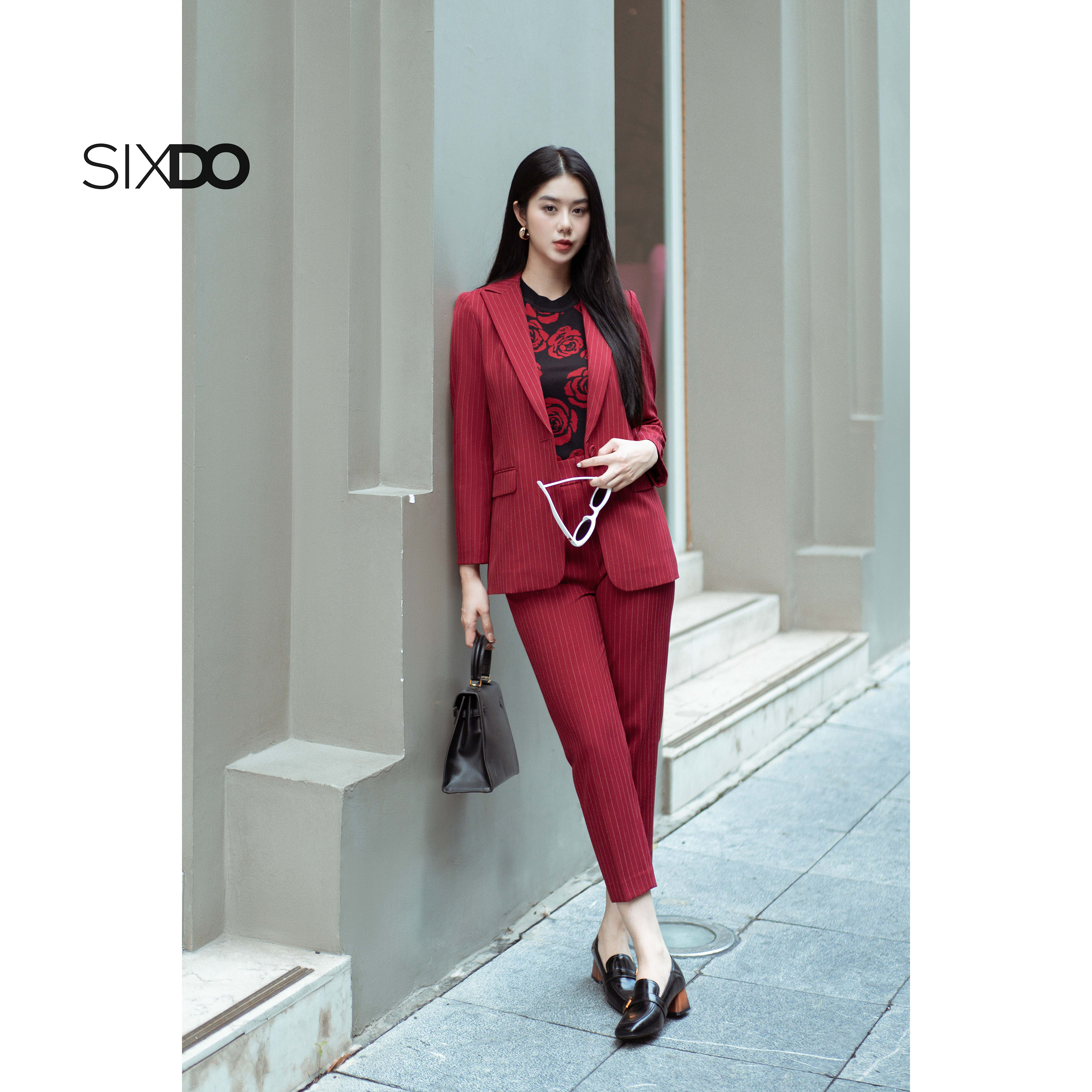 Áo vest nữ kẻ sọc SIXDO (Stripe Single Breasted Woven Vest)