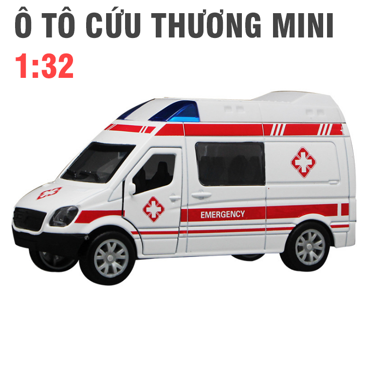 Đồ chơi trẻ em mô hình xe cứu thương có nhạc và đèn xe đồ chơi trẻ em xe bằng hợp kim nhựa