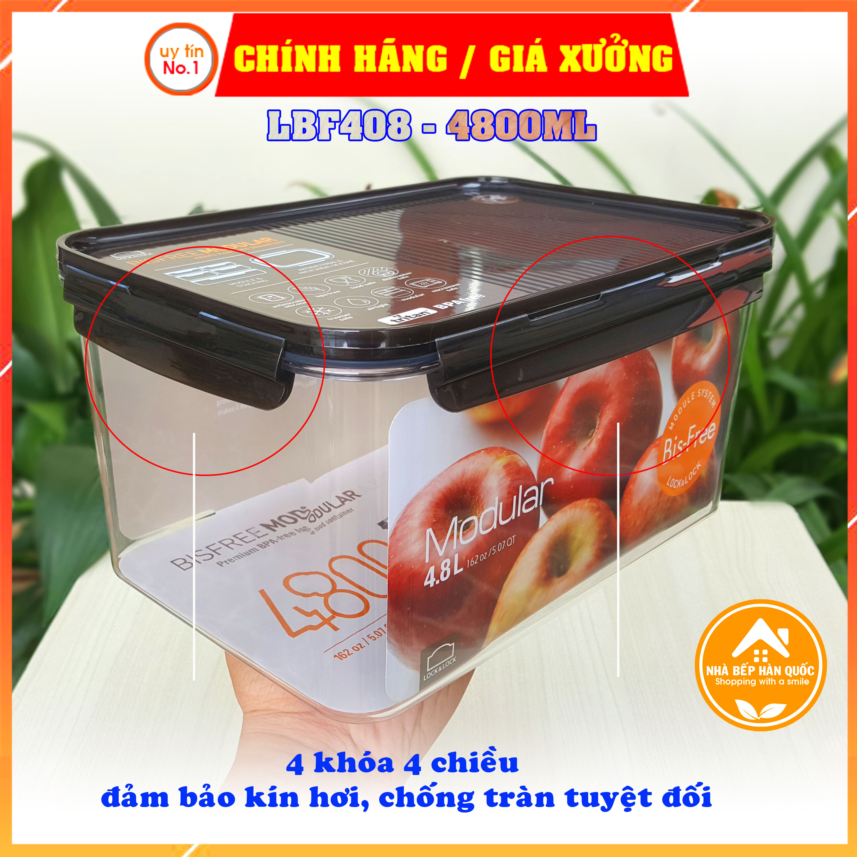 Hộp bảo quản thực phẩm 3500ml &4800ml  Lock&Lock Bisfree Modular - LBF407&LBF408