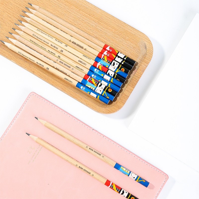 Hộp 12 cây bút chì gỗ 2b họa tiết chú lính chì hb, 2b - deli