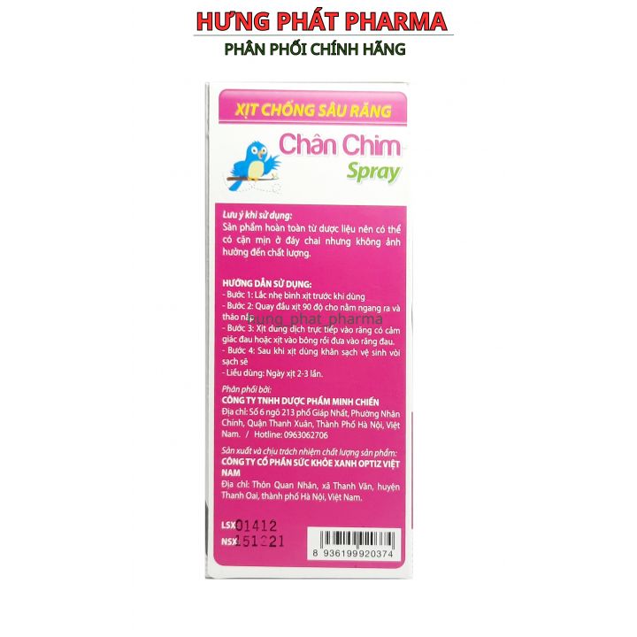 Xịt chống sâu răng Chân chim Spray - giảm đau răng , ê buốt (Lọ 30ml )