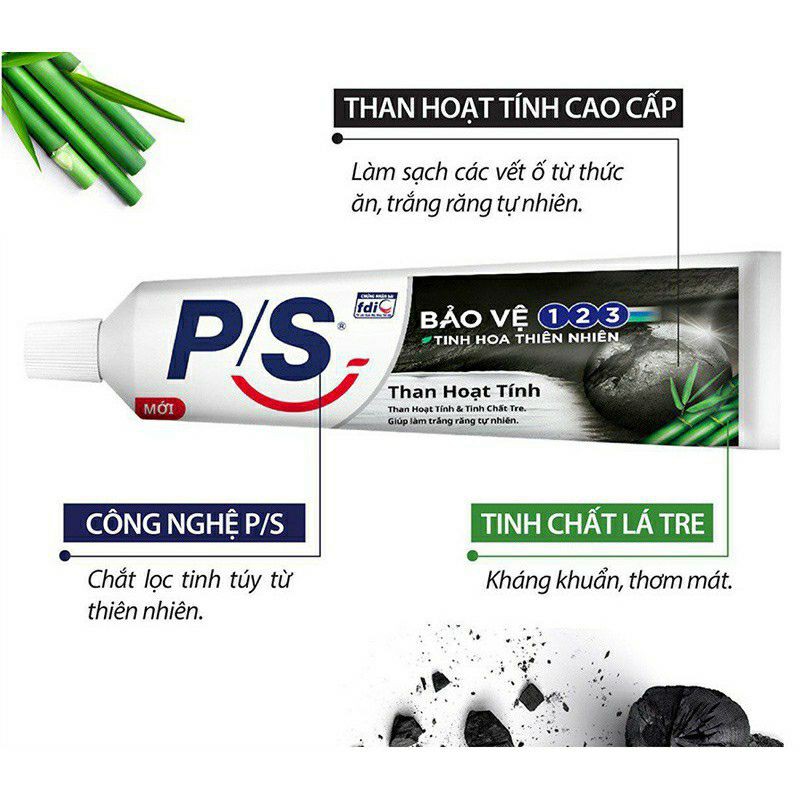 Kem đánh răng PS Than hoạt tính 30g