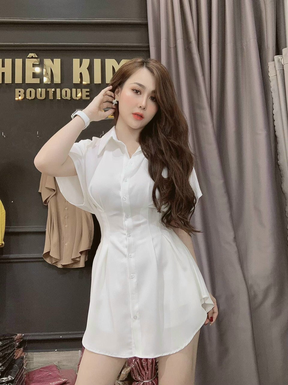 Set bộ nữ quần đùi áo form dài giấu quần xếp ly