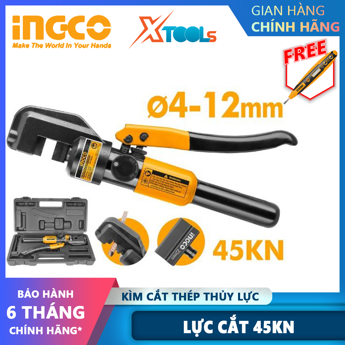 Ingco hhsc0112 hydraulic steel shear pliers hydraulic rebar pressing pliers cutting range: 4-12mm cutting force: 45kn support for cable bending, cable cutting xtoollsxtools