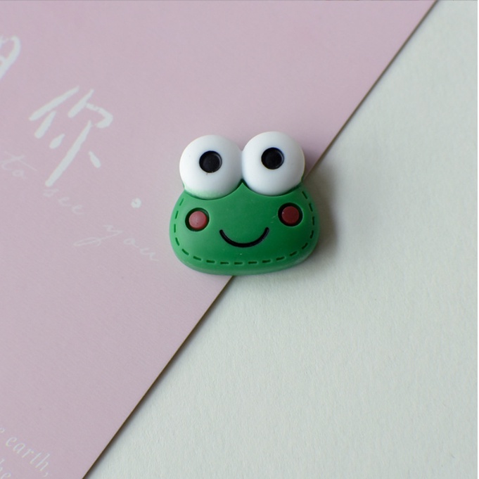 Sticker jibbitz gắn dép sục Croc hình ếch và thỏ hai tông màu xanh hồng