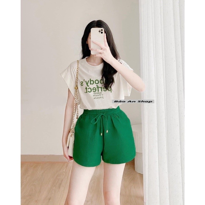 Quần đùi nữ chất vải thun xốp lưng chun co dãn