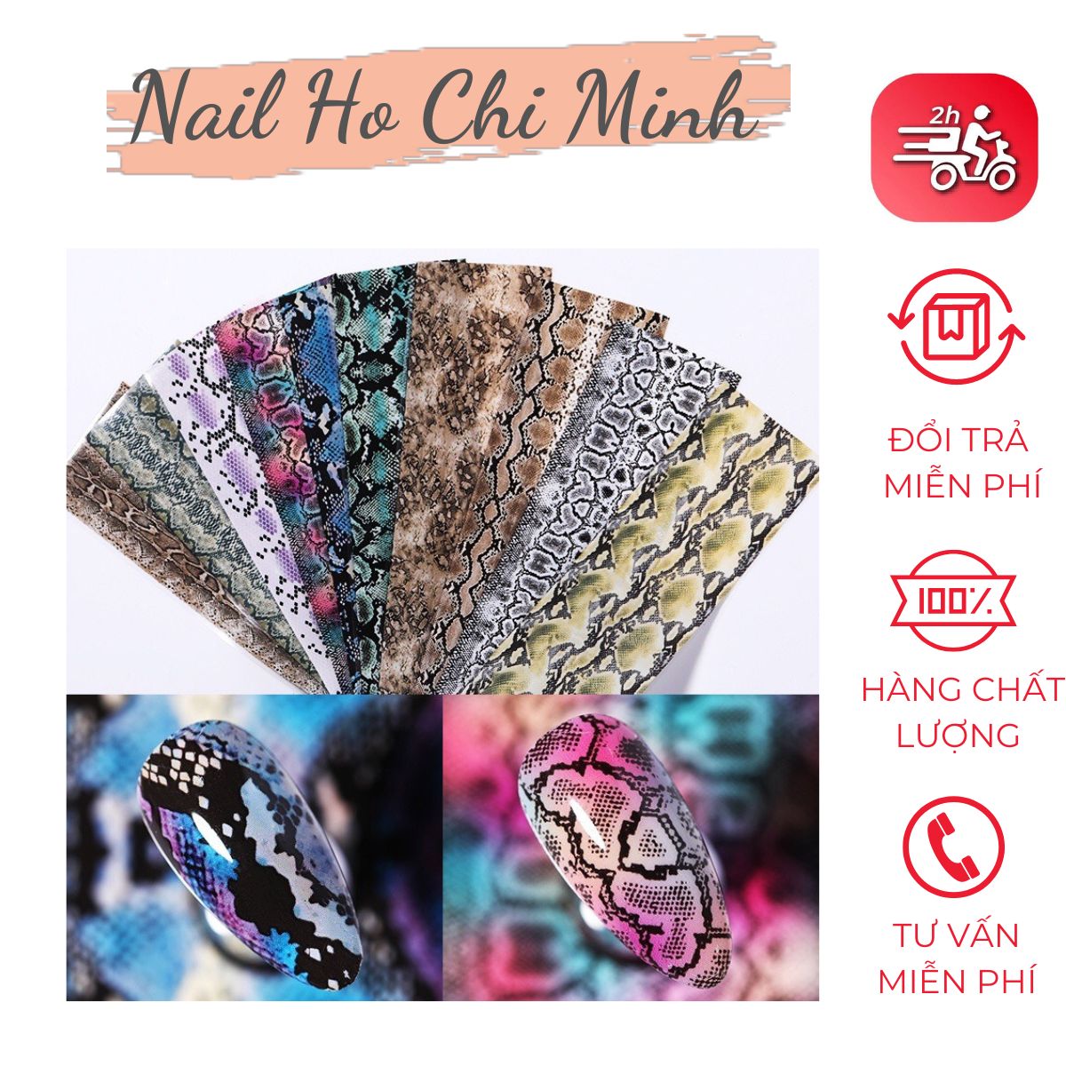[HCM] Foil Dán Trang Trí Móng Nail - Set 10 Cuộn 4*100cm