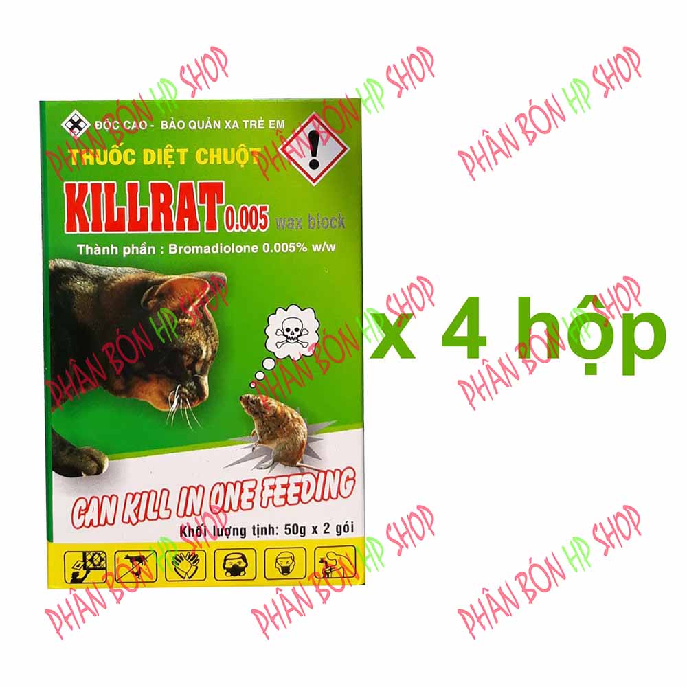 Thuốc diệt chuột Killrat 0.005% - (4 hộp x 2 gói)