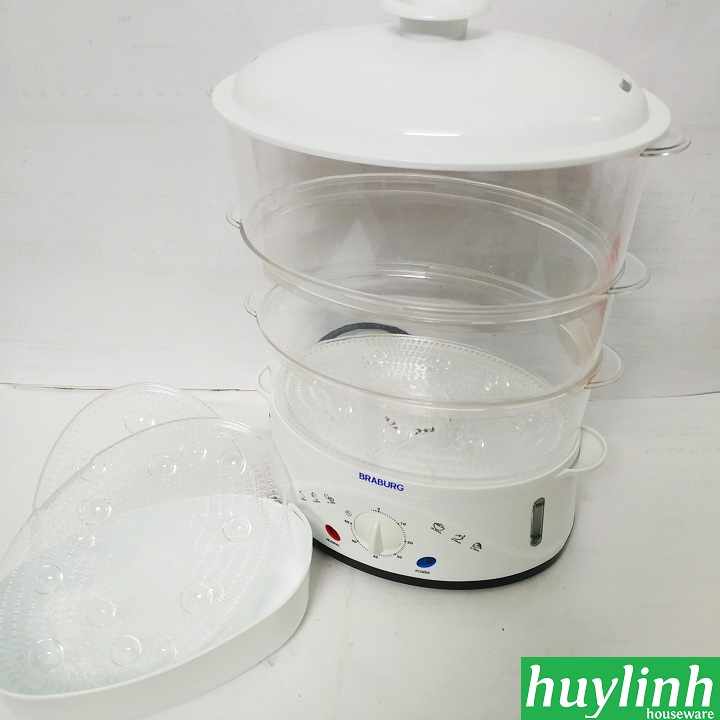 Nồi hấp điện 3 tầng Braburg B3L - 8.5 lít - B3K - 9 lít