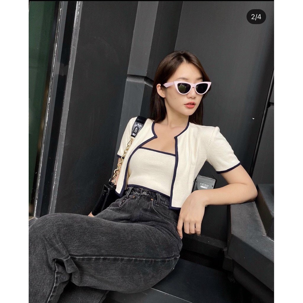 Set Áo Ống Kèm Áo Khoác Croptop
