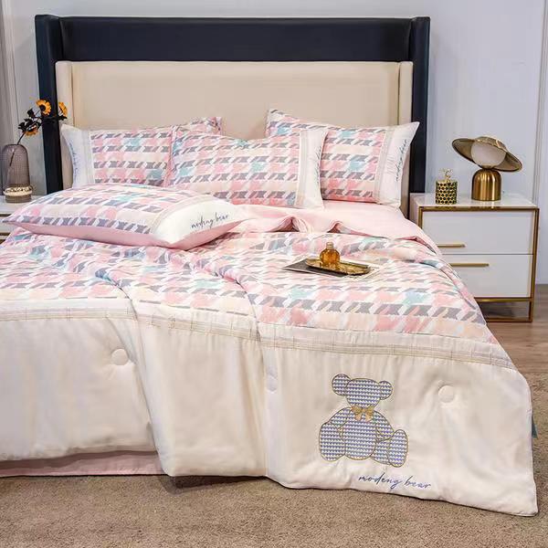(❤GIÁ CỰC RẺ ) Bộ Chăn Ga Phi Lụa Gấu Chăn Chần Hè Set 4 Món
