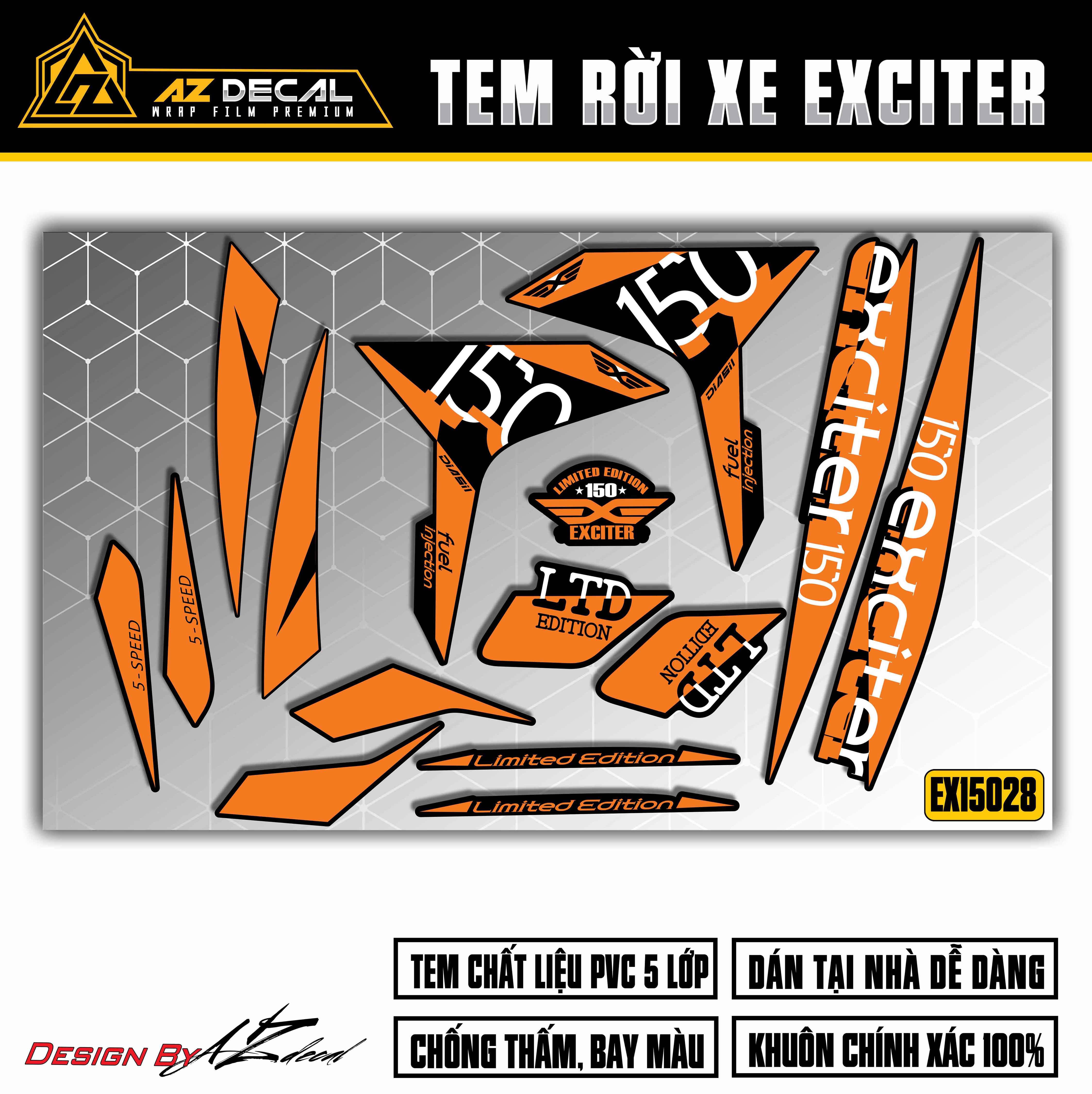 Tem Rời Dán Xe Exciter 150 Limited Edition | EX15028 | Tem Chế Dán Xe Yamaha Ex 150r Cao Cấp - Azdecal