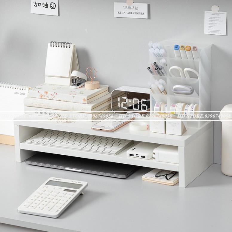 KỆ ĐỂ SÁCH - KỆ MÁY TÍNH - DECOR LẮP GHÉP - 2 TẦNG