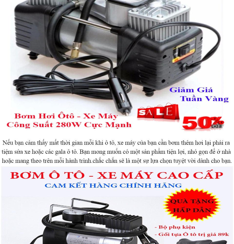 Máy nén khí mini máy bơm hơi mini 220v - Máy bơm lốp xe 12V thiết kế nhỏ gọn an toàn tiện lợi. Bơm hơi Ôtô xe máy xe đạp mã lực lớn Công Suất Đạt 120W Dễ Dàng Sử Dụng.