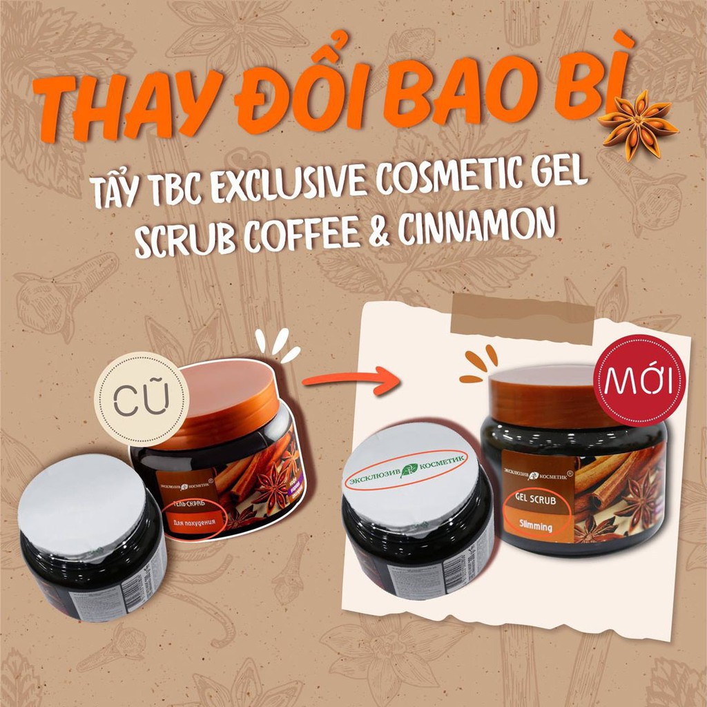 Tẩy Da Chết Cà Phê Quế Hồi Nga Toàn Thân Eksklyuziv Kosmetik Quế Hồi Và Café 380g - 500g Gel Scrub Coffee & Cinnamon Cloves