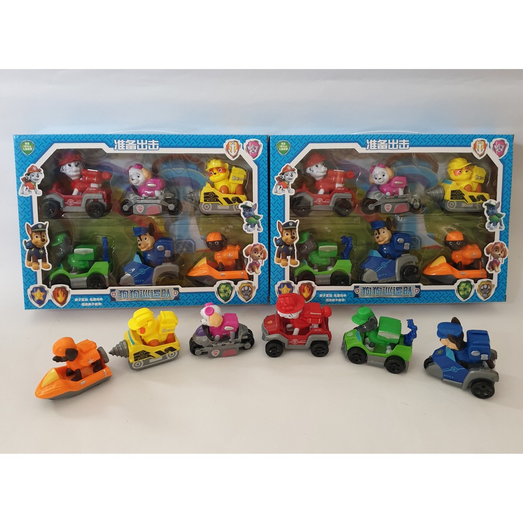 [Hàng siêu đẹp] Chó cứu hộ Paw Patrol đồ chơi cho các bé, mô hình 6 con, có thể tháo rời chó ra khỏi xe