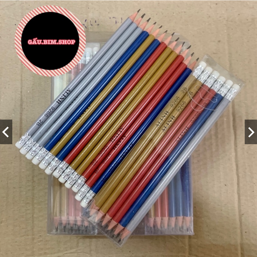[Giá Sỉ] Búi chì gỗ 2B Alinh (Hộp mica 12 chiếc)
