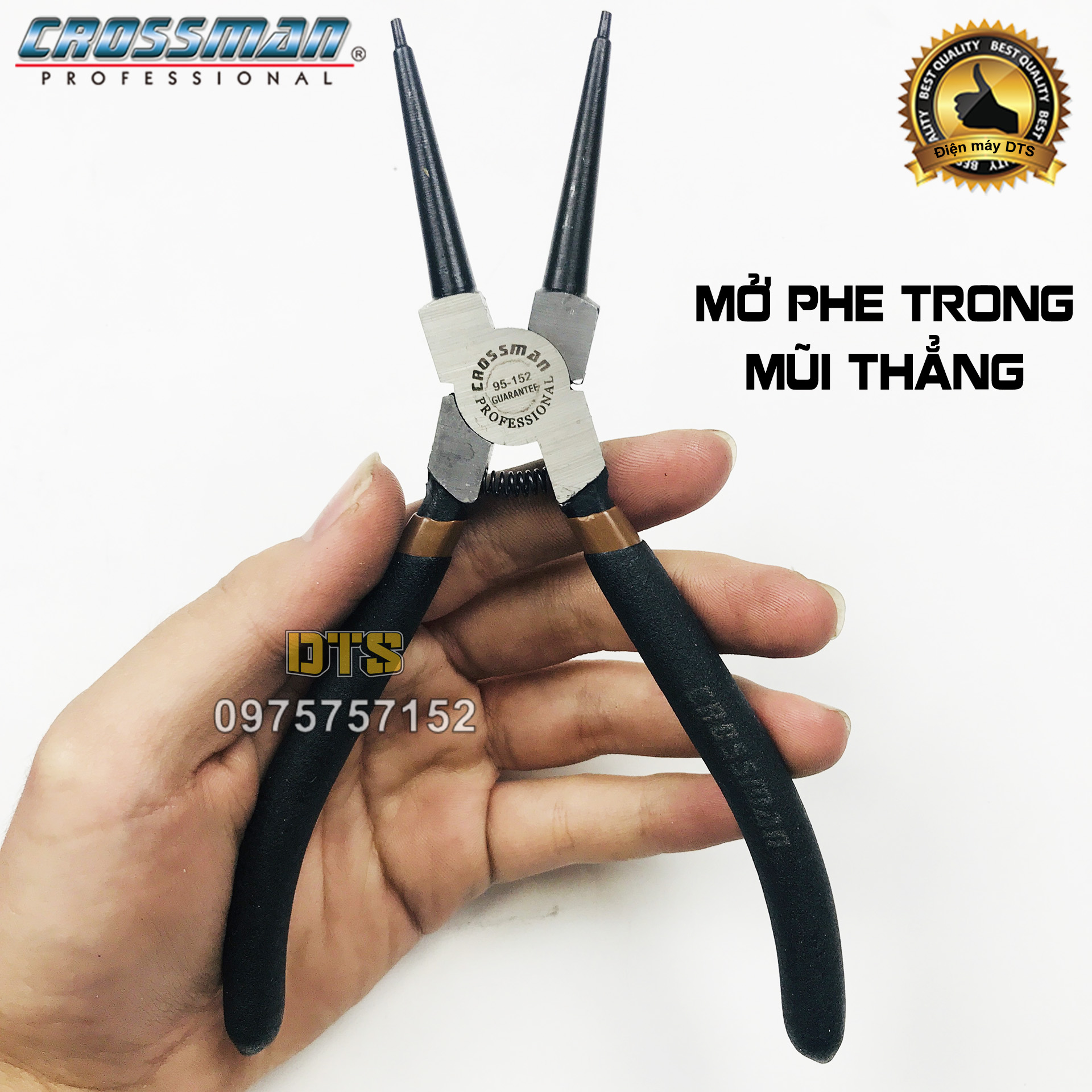 Kìm mở phe trong mũi thẳng cao cấp CROSSMAN 95-152 GUARANTEE 7 inch, kìm phanh thép CR-V, kềm mở phe mũi thẳng mở trong độ chính xác cao, kìm phe trợ lực, kìm bóp phe ra, kềm mở phe vòng trong, kìm mở phanh trong, kim mo phe