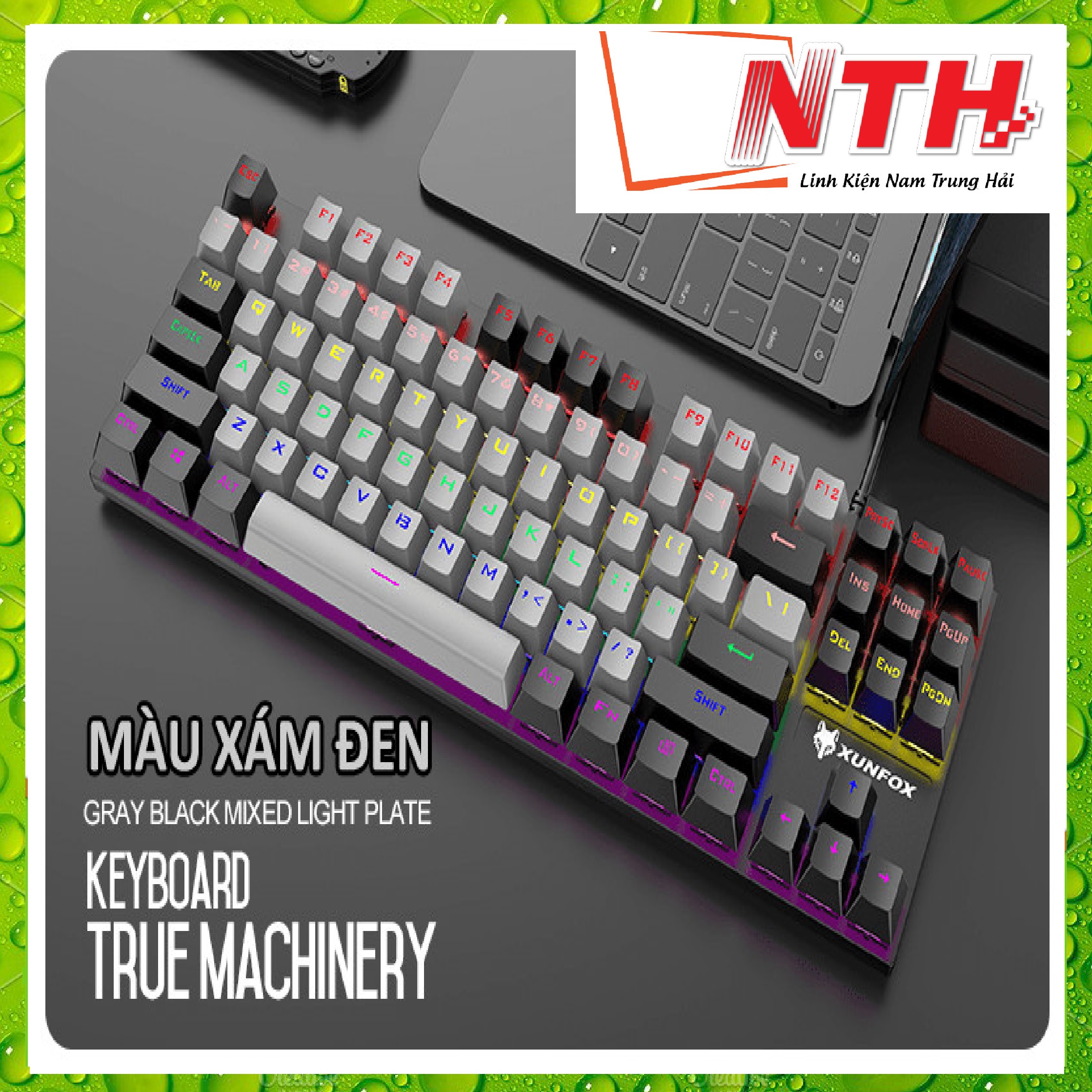 Bàn phím cơ mini chuyên game Blue Switch nút vuông 87 phím XUNFOX K80