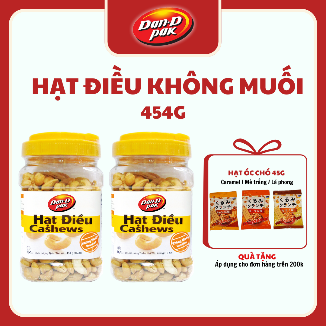 [Chính hãng] Hạt Điều Không Muối 454g Dan D Pak