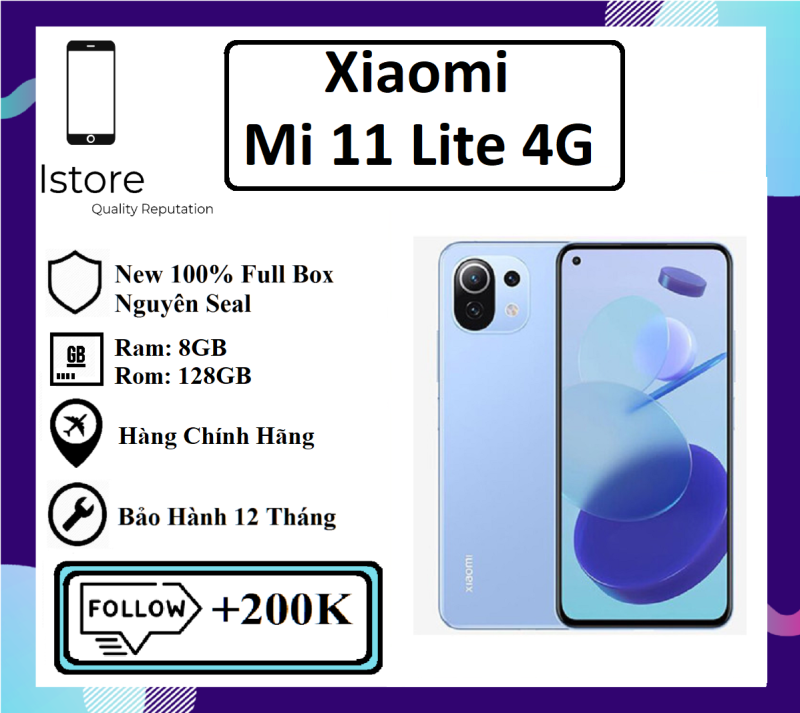 Điện Thoại Xiaomi Mi 11 Lite 4G - 8GB/128GB - Hàng Chính Hãng