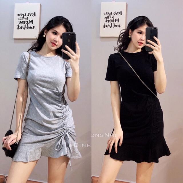 Đầm váy đuôi cá rút eo tôn dáng ( Xám và Đen)