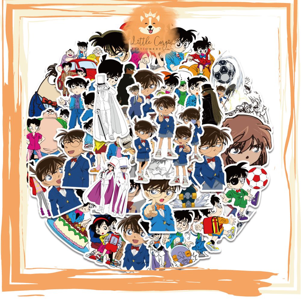 Set 60 sticker hình dán Conan edogawa thám tử dễ thương trang trí sổ tay, toploader, máy tính