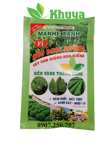 Phân bón trung lượng Manhe Xanh gói 100gr Biến vàng thành xanh