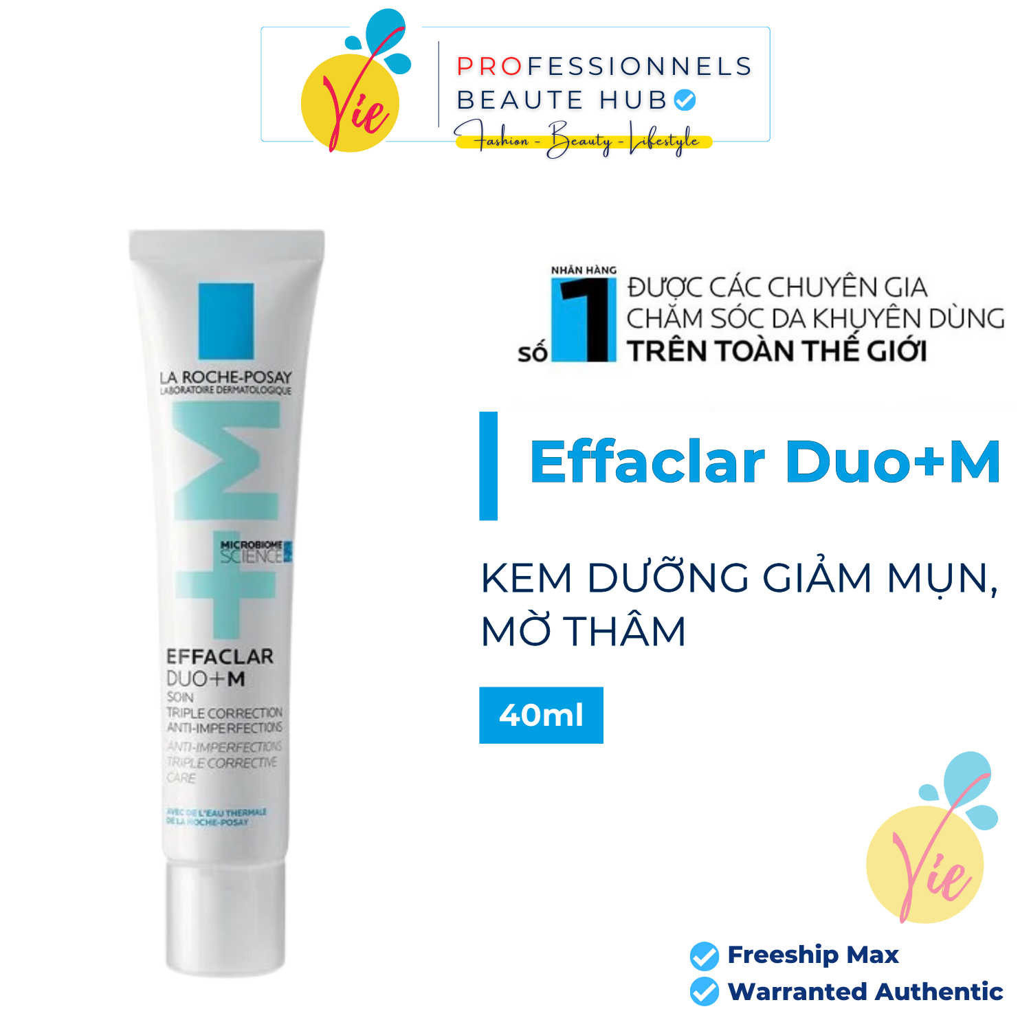 Kem dưỡng giúp cải thiện mụn, mờ vết thâm la roche-posay effaclar duo+m
