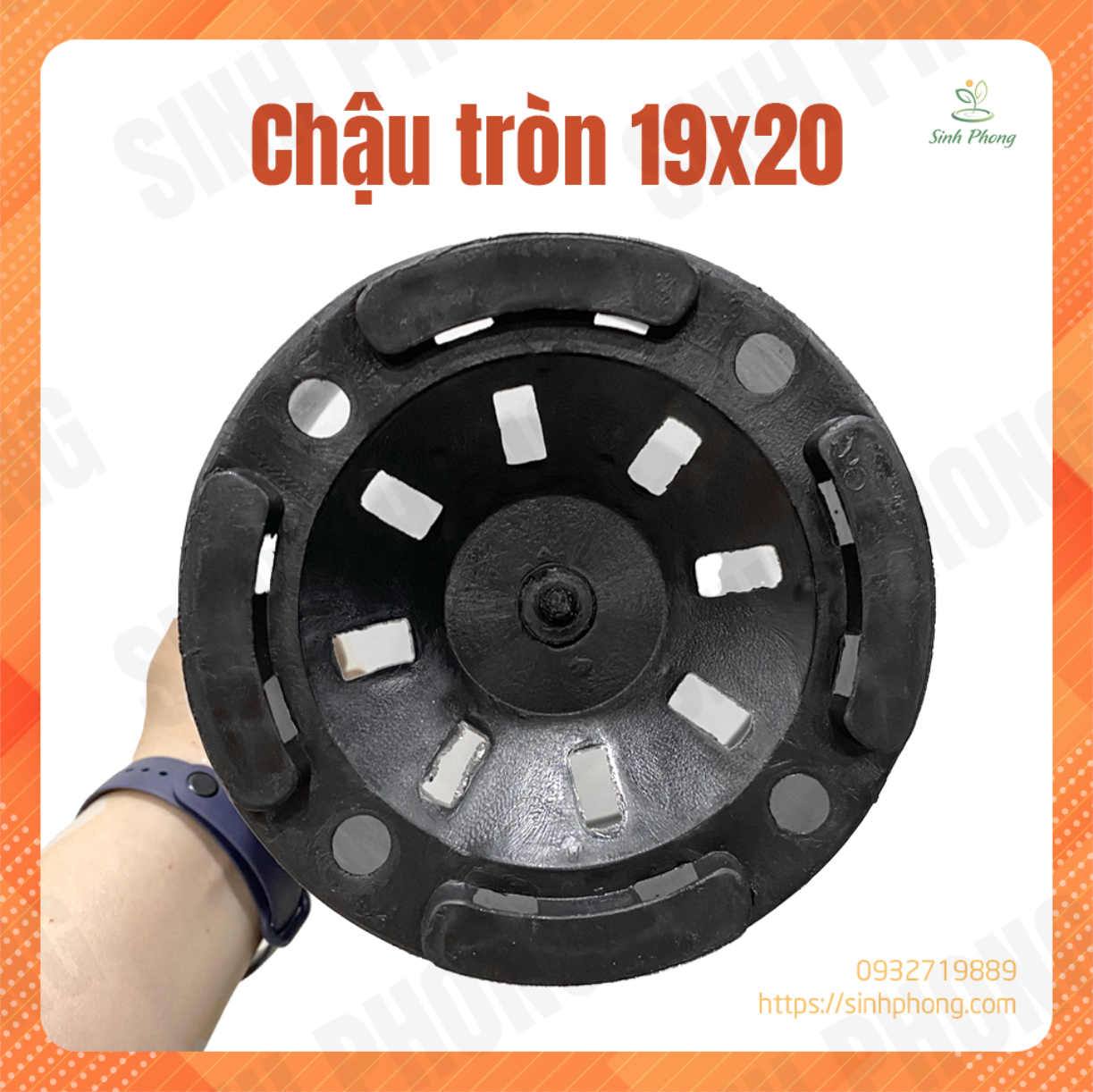 Chậu tròn 19x20 đen, dày + cứng + bền, SL: 10 cái