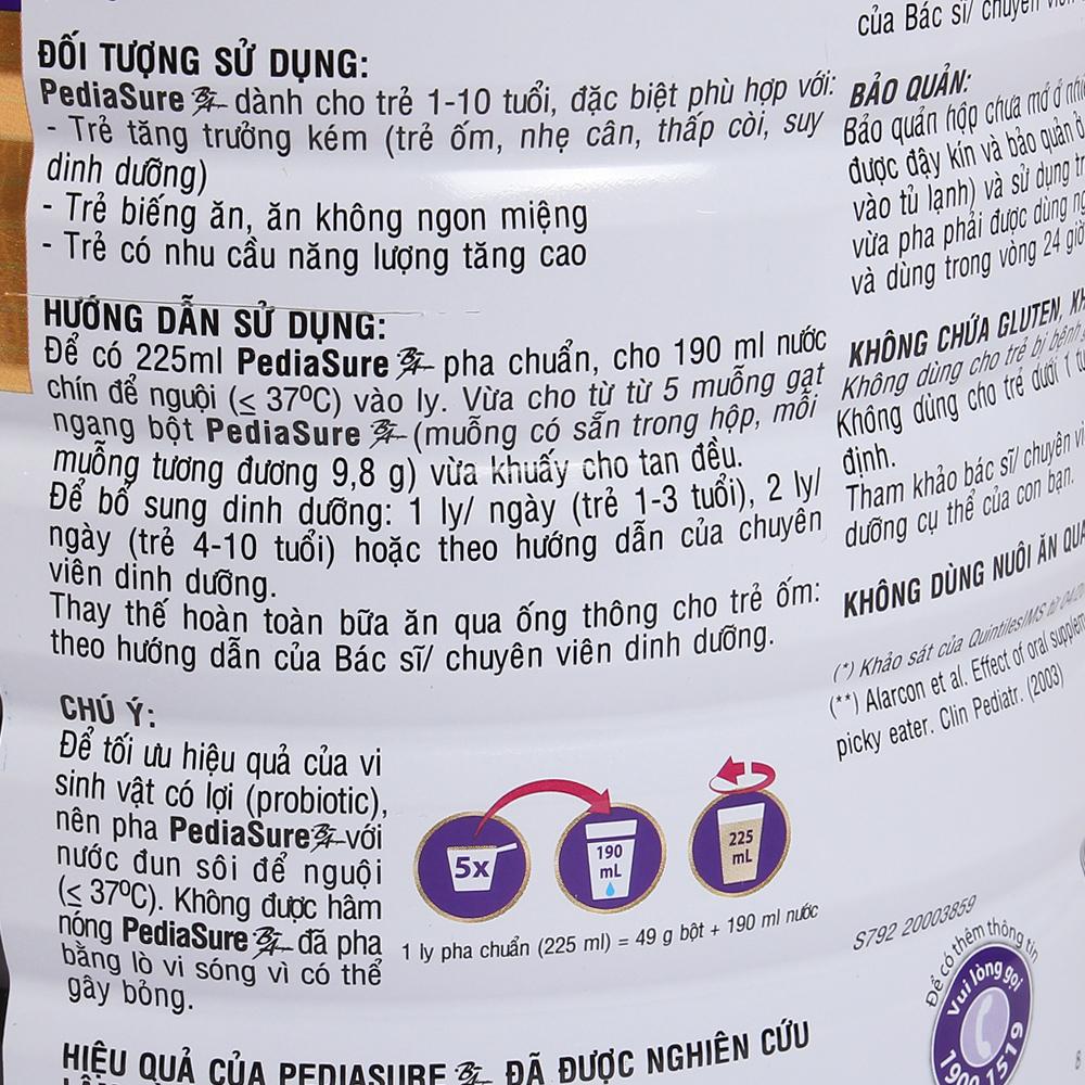 Sữa Bột Pediasure 1,6kg  vanil