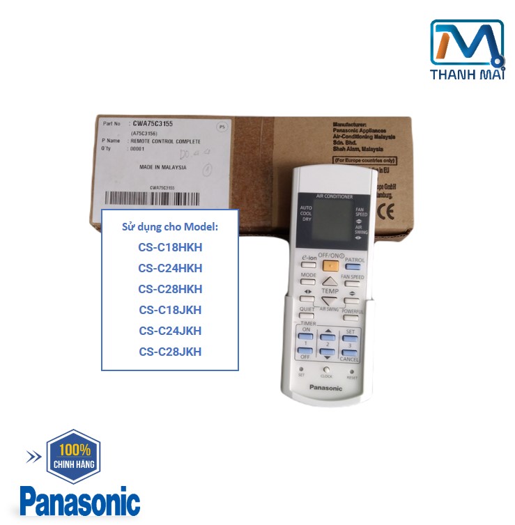 Remote, điều khiển điều hòa máy lạnh panasonic model cs-c18hkh cs-c24hkh cs-c28hkh cs-c18jkh cs-c24jkh cs-c28jkh
